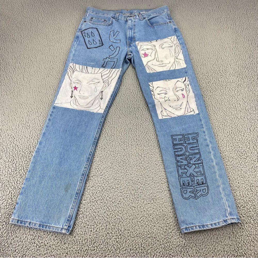 George Custom Hunter × Hunter Manga Men's Straight Regular Fit Jeans    Size: 32